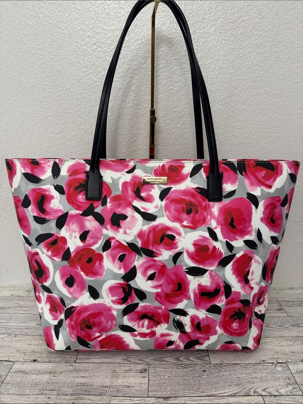Kate Spade Pink & Black Floral Tote